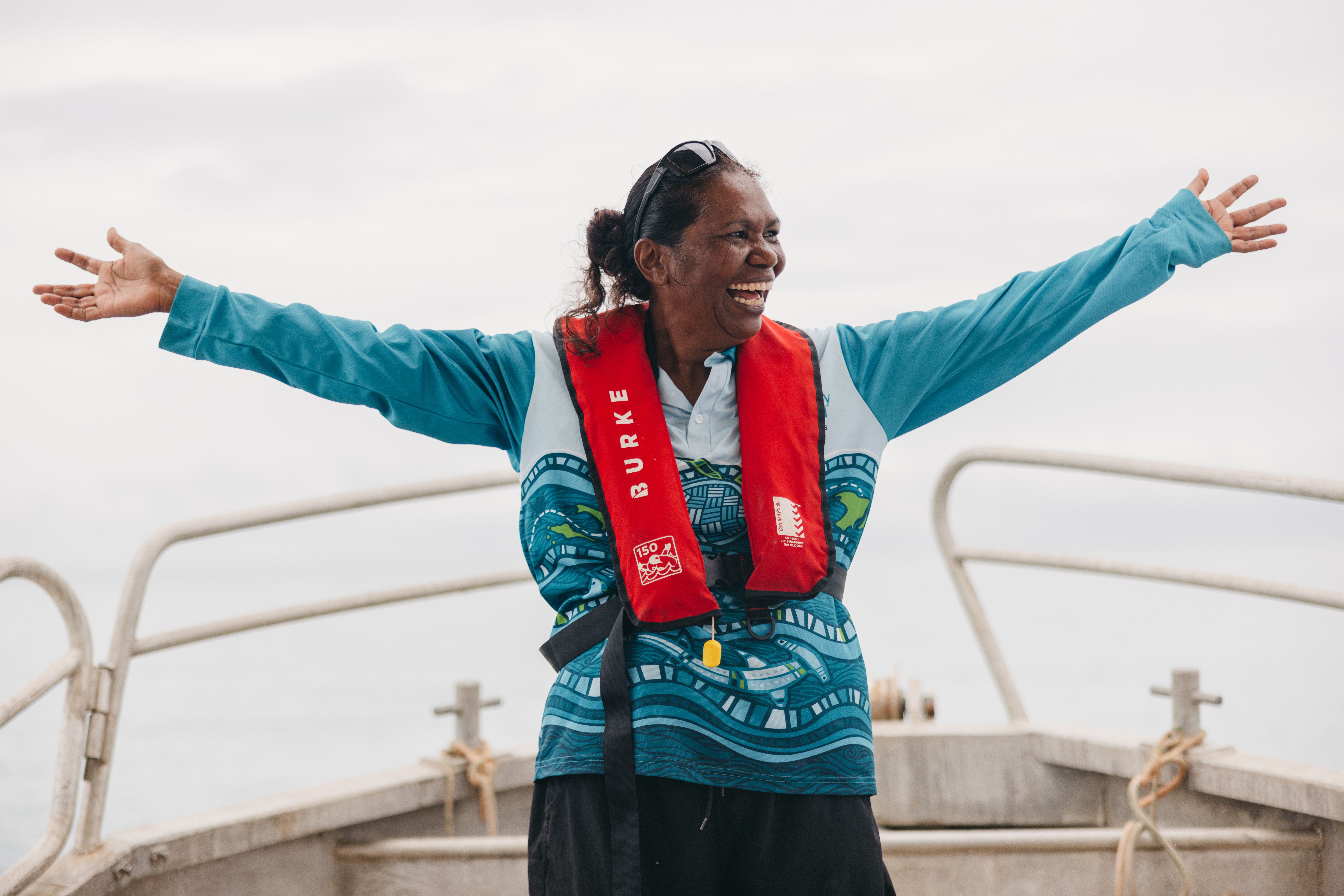 Rosanna Angus guiding on her boat